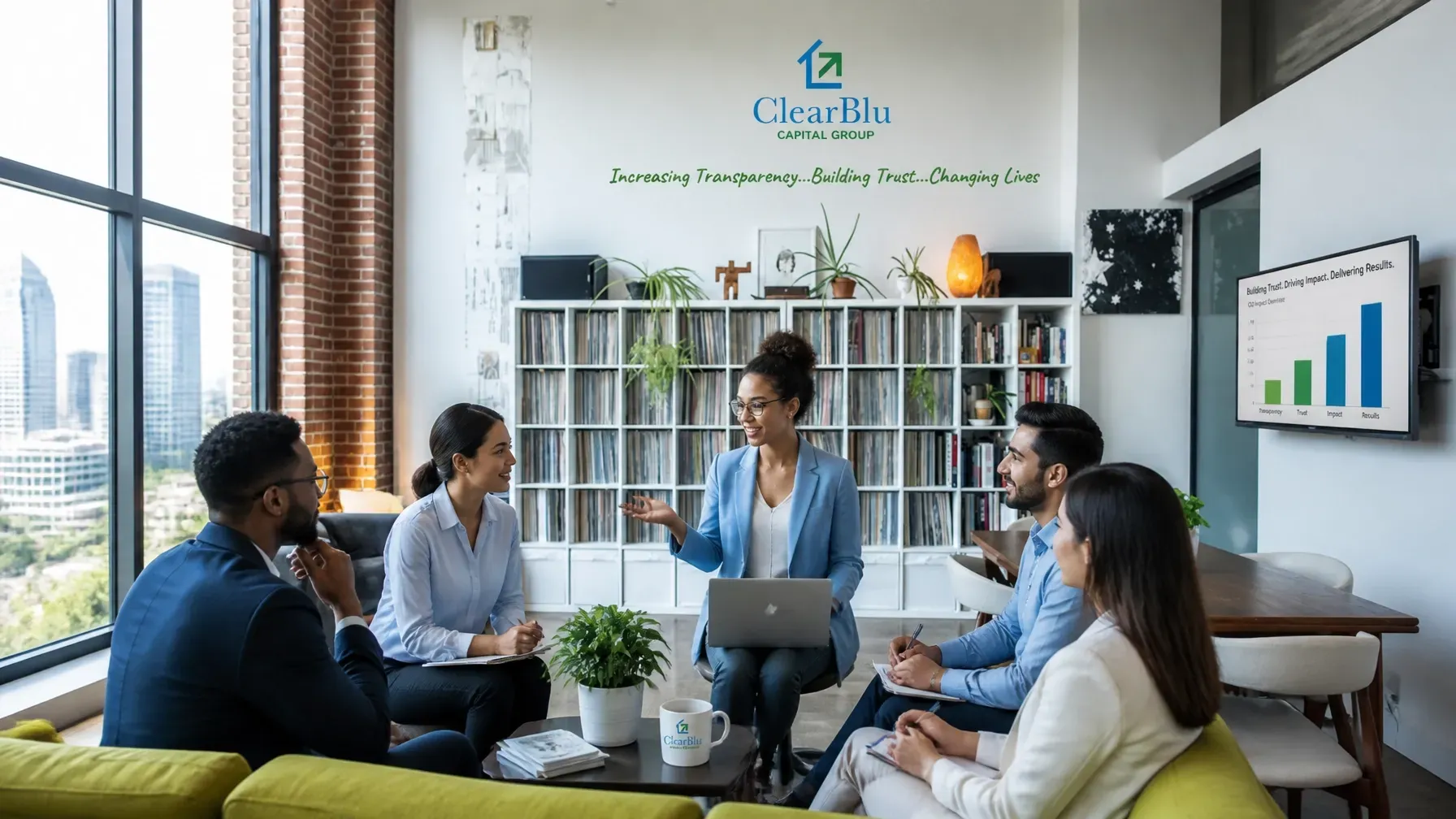 ClearBlu Capital Group Team Collaborating in Their Office
